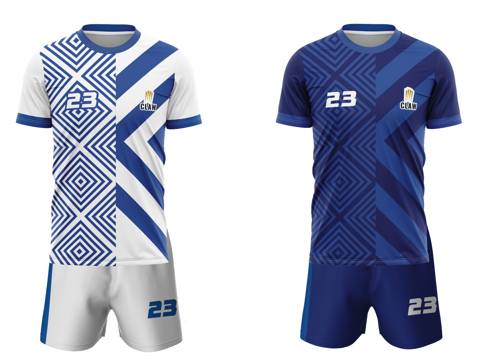 Zestawienie koszulek niebiesko-białej do piłki nożnej