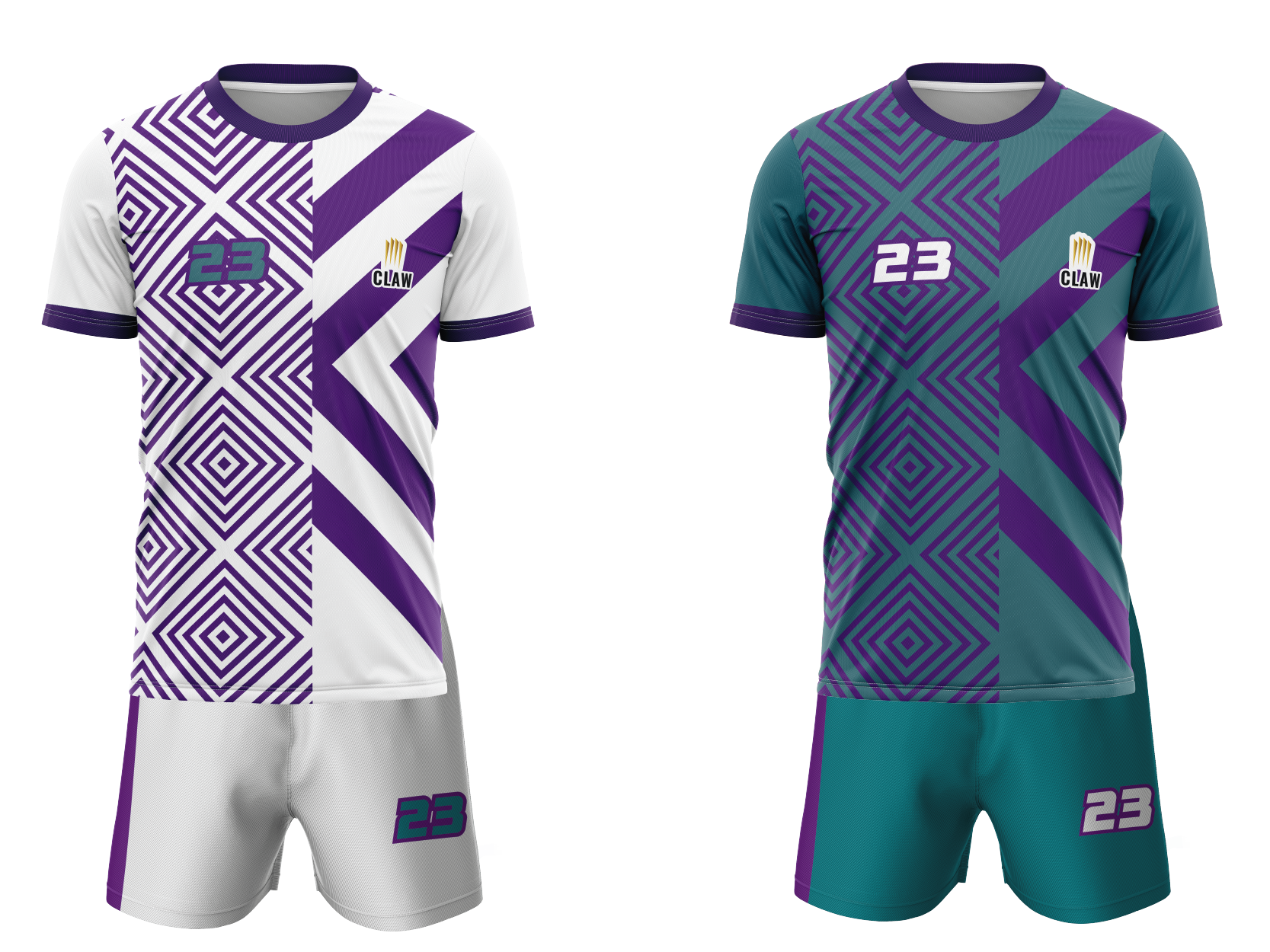 Zestawienie koszulek w kolorze biało-fioletowym do siatkówki