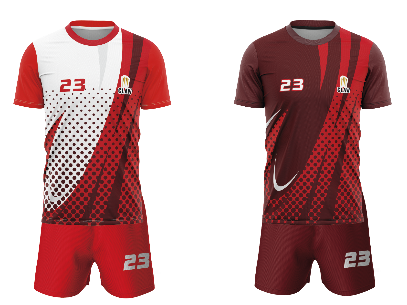 Zestawienie koszulek w kolorze czerwono- białym do piłki nożnej