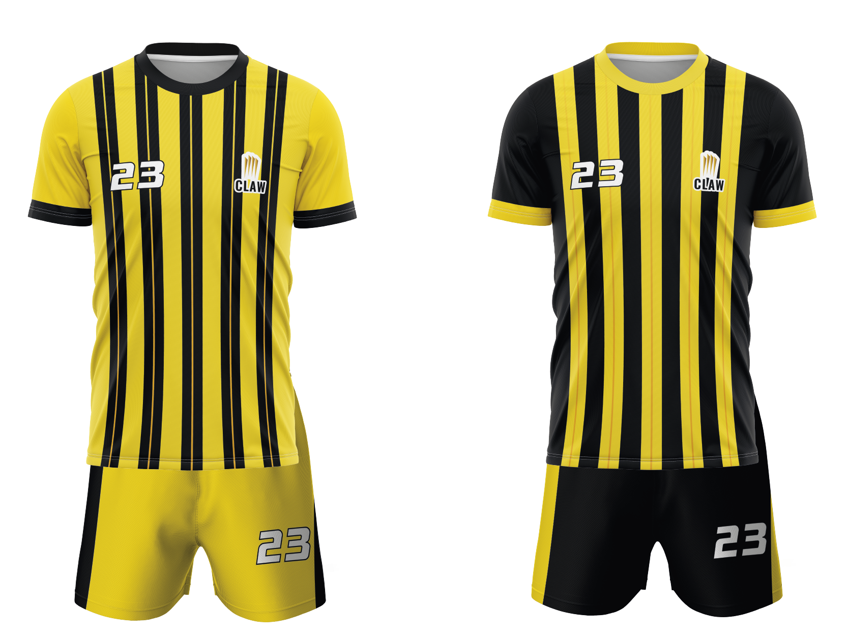 Zestawienie koszulek w żółto-czarne paski do siatkówki