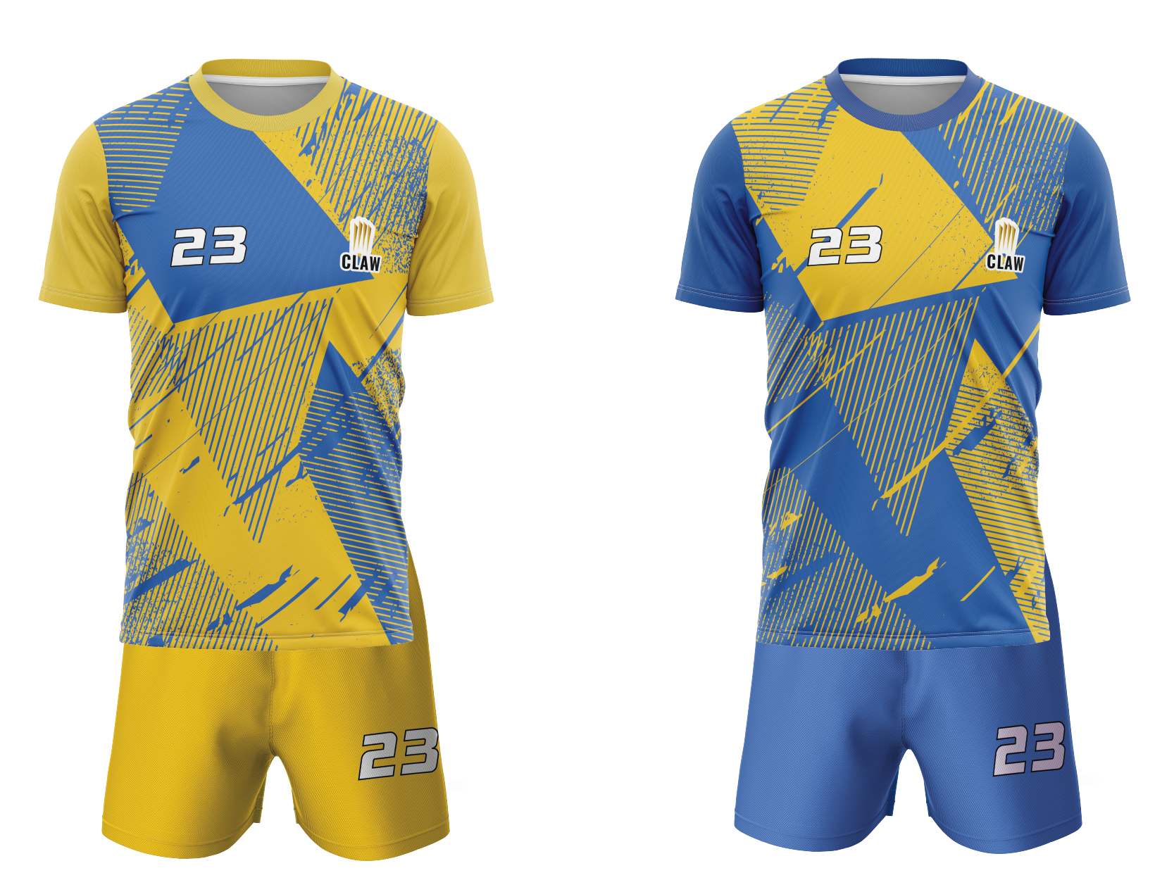 Zestwienie koszulek w kolorze żółto-niebieskim do siatkówki